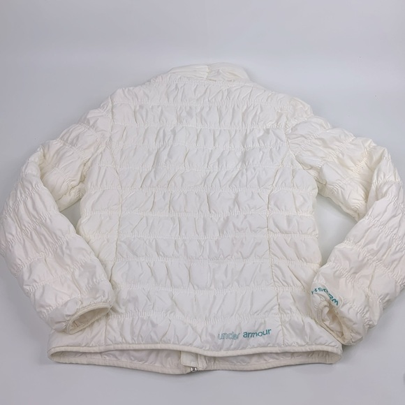 Under Armour off white Puffer quilted Storm jacket coat Size Medium Zip pockets - Picture 2 of 16